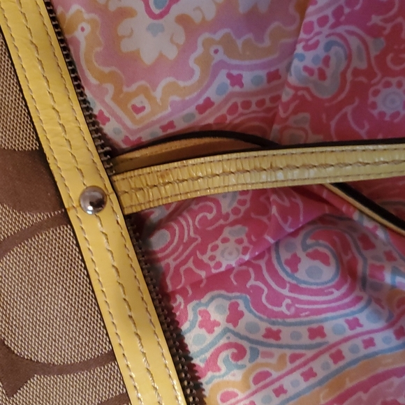 Brown and Yellow Coach Handbag - Picture 5 of 8